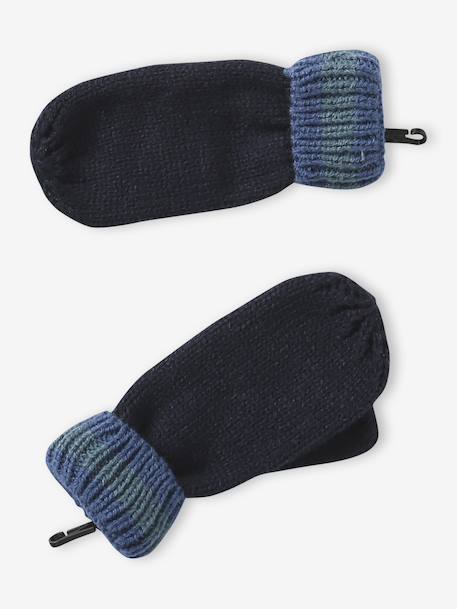 Babyset voor jongens muts + snood + wanten/handschoenen « Dinos » marineblauw - vertbaudet enfant 