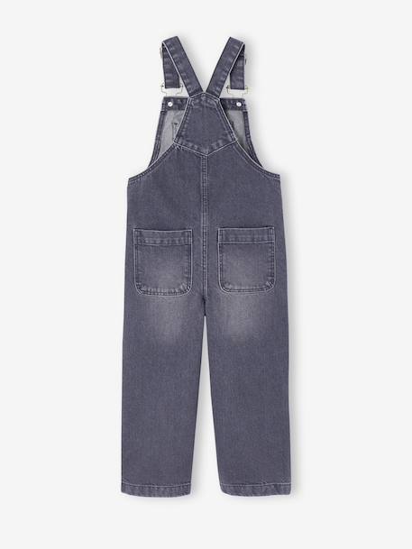 Wijde salopet van jeans voor meisjes denimgrijs+middenblauw+stone+zwart denim - vertbaudet enfant 