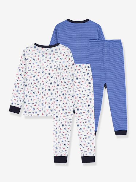 Set van 2 pyjama's voor kinderen van bedrukt katoen PETIT BATEAU blauw - vertbaudet enfant 