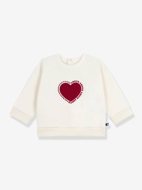 Sweat bébé en molleton motif c½ur écru - vertbaudet enfant 