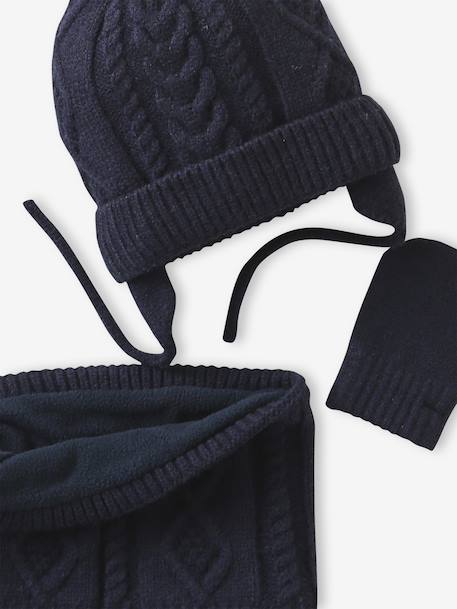 Babyset Muts Snood Wanten Baby Jongen inktblauw - vertbaudet enfant 