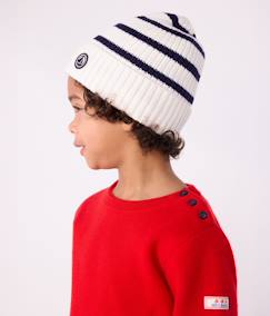 Garçon-Accessoires-Bonnet enfant rayé en tricot doublé polaire