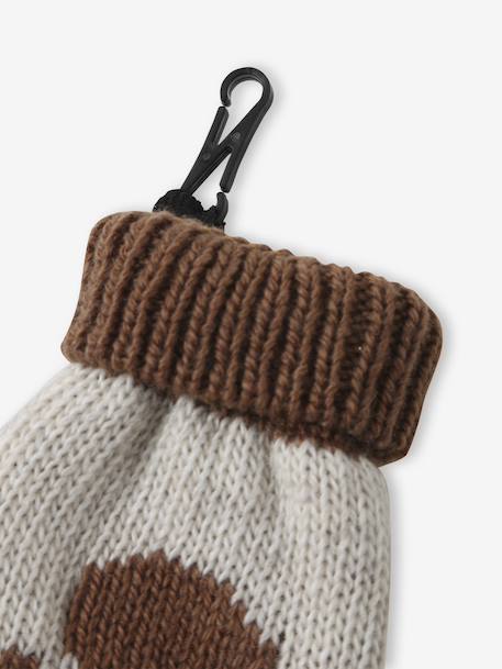 Ensemble Bonnet Péruvien Jacquard Ours Snood et Moufles beige chiné - vertbaudet enfant 