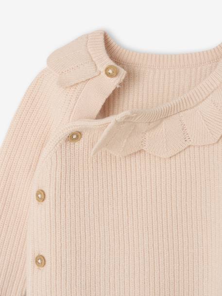 Ensemble naissance 3 pièces en tricot gilet + pantalon + bonnet gris chiné+rose - vertbaudet enfant 