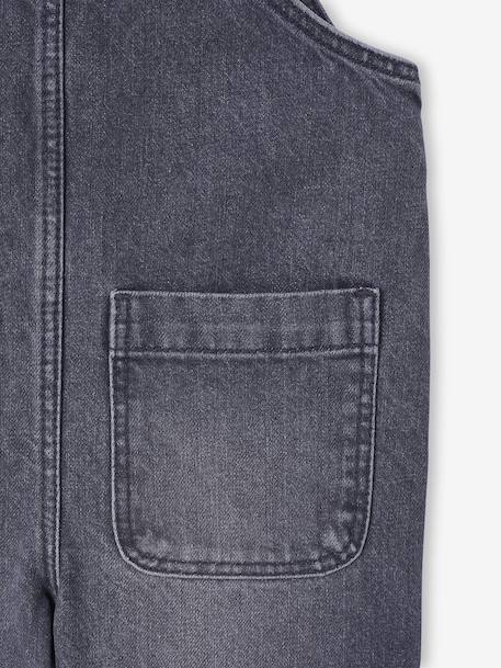 Wijde salopet van jeans voor meisjes denimgrijs+middenblauw+stone+zwart denim - vertbaudet enfant 