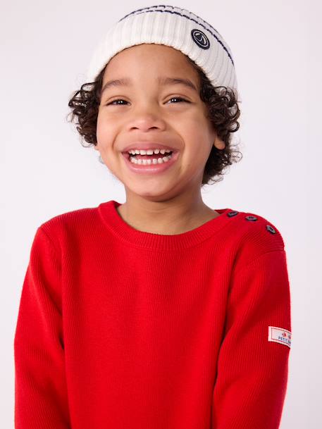 Bonnet enfant rayé en tricot doublé polaire marine - vertbaudet enfant 