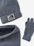 Ensemble garçon bonnet + snood + moufles/gants « Outdoor » bleu grisé+kaki - vertbaudet enfant 