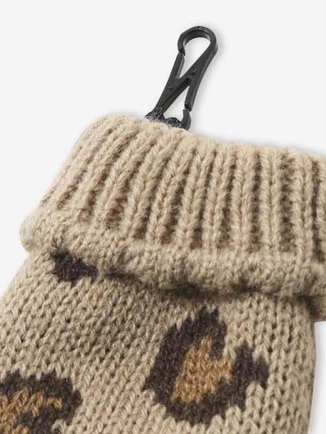 Ensemble léopard coeurs bonnet, snood et moufles bébé taupe - vertbaudet enfant 