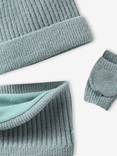 Meisjes set muts + snood + wanten/handschoenen saliegroen - vertbaudet enfant 