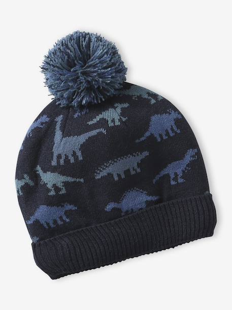 Babyset voor jongens muts + snood + wanten/handschoenen « Dinos » marineblauw - vertbaudet enfant 