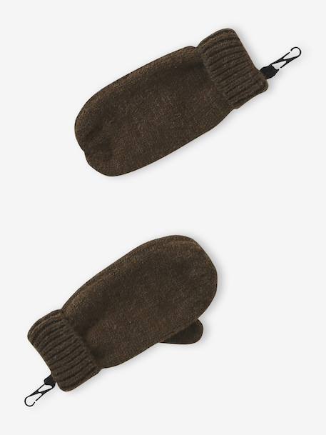 Ensemble garçon bonnet + snood + moufles/gants « Outdoor » bleu grisé+kaki - vertbaudet enfant 