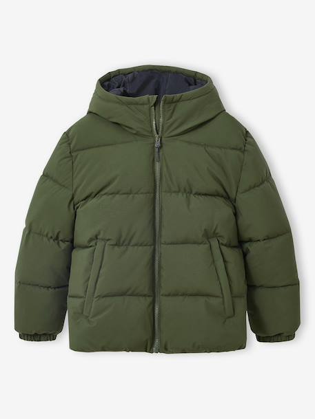 Doudoune garçon puffy anthracite+kaki - vertbaudet enfant 