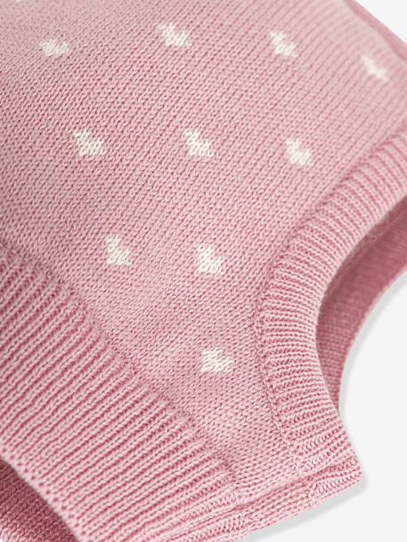 Cagoule bébé coeurs en laine et coton rose - vertbaudet enfant 