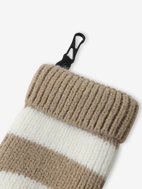 Ensemble rayé bonnet péruvien, snood et moufles bébé rayé beige - vertbaudet enfant 