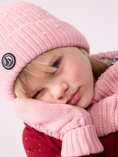 Gebreide kindermuts met fleecevoering PETIT BATEAU rozen - vertbaudet enfant 