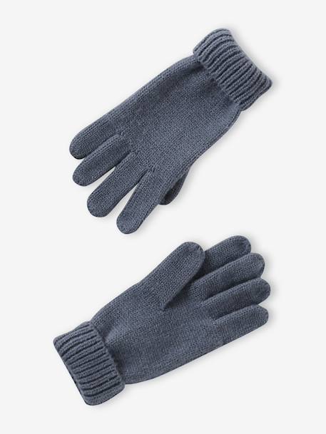 Ensemble garçon bonnet + snood + moufles/gants « Outdoor » bleu grisé+kaki - vertbaudet enfant 