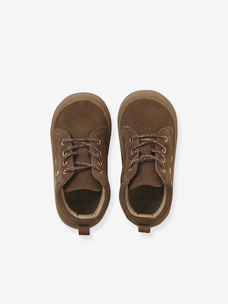 Bottillons bébé cuir à lacets premiers pas marron+rose - vertbaudet enfant 