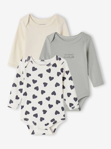 Lot de 3 bodies naissance avec ouverture américaine vert sauge - vertbaudet enfant 