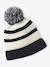 Gestreept babyset voor jongens muts + snood + wanten/handschoenen ecru - vertbaudet enfant 