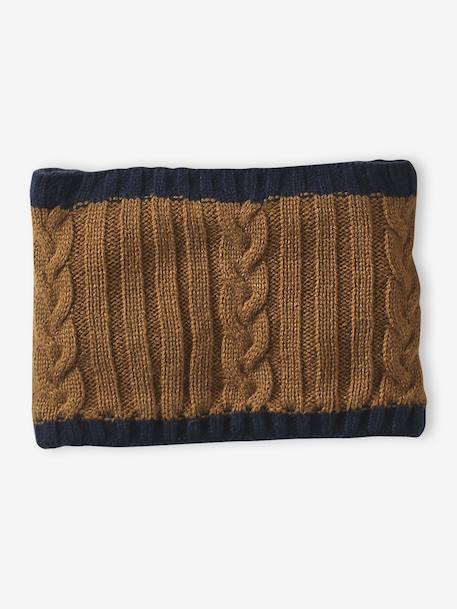 Gedraaide jongens babyset muts + snood + wanten/handschoenen okergeel - vertbaudet enfant 