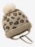 Ensemble léopard coeurs bonnet, snood et moufles bébé taupe - vertbaudet enfant 