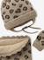 Ensemble léopard coeurs bonnet, snood et moufles bébé taupe - vertbaudet enfant 