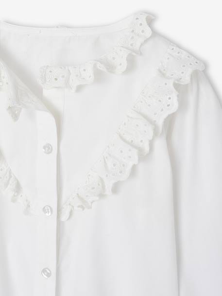 Chemise fille volants en broderie anglaise écru - vertbaudet enfant 