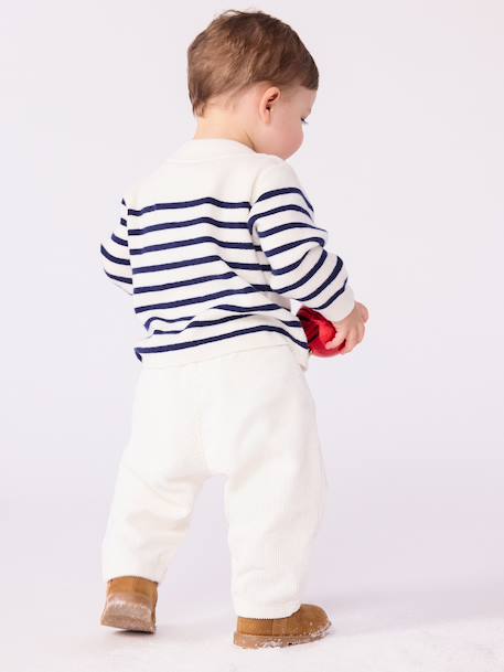 Gestreept baby trui van PETIT BATEAU in wol en katoen. ecru - vertbaudet enfant 