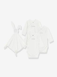 Bébé-Body-Coffret naissance 3 bodies en coton brodé et doudou lapin