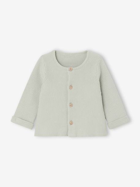 Ensemble bébé mixte gilet pantalon en tricot blanc+gris clair chiné+vert d'eau - vertbaudet enfant 