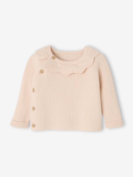 3-delige babyset met gebreid vestje + broek + muts gemêleerd grijs+rozen - vertbaudet enfant 