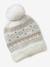 Jacquard babyset muts + snood + wanten/handschoenen voor meisjes ecru+rozen - vertbaudet enfant 