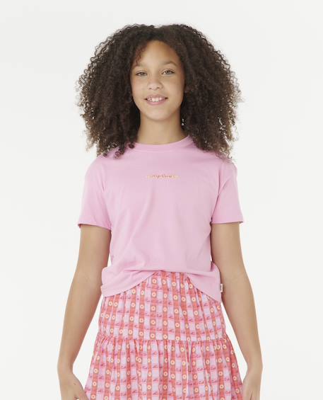 T-shirt fille Sunset Skies Crop jaune+rose - vertbaudet enfant 