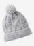Set van muts + snood + wanten in kabelbreiwerk gemêleerd grijs+ROZE - vertbaudet enfant 