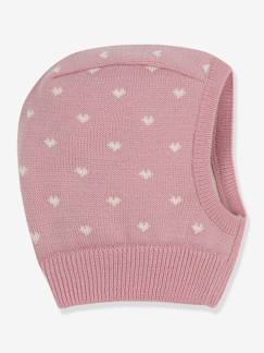 -Cagoule bébé coeurs en laine et coton