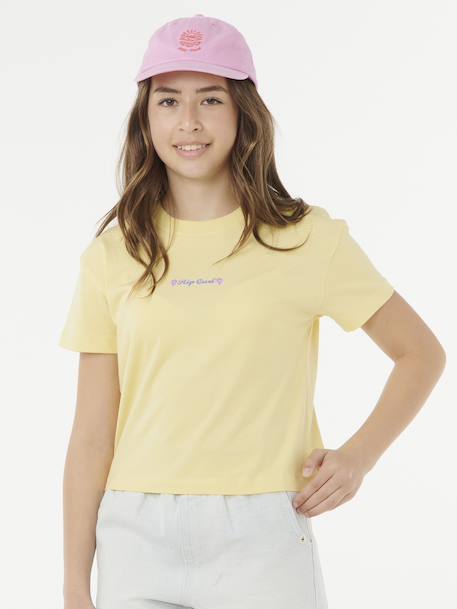 T-shirt fille Sunset Skies Crop jaune+rose - vertbaudet enfant 