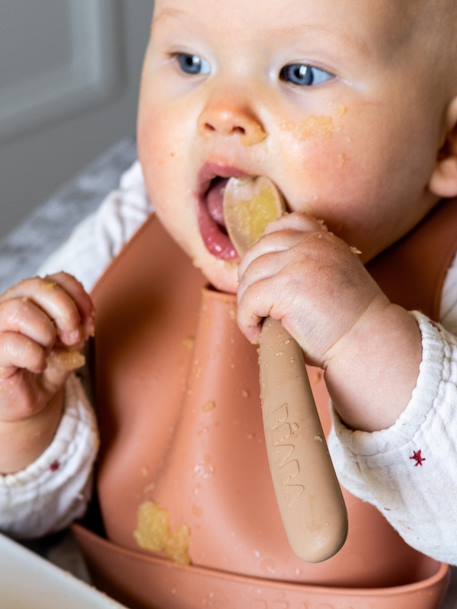 Set van 4 siliconen lepels 1e leeftijd BEABA beige - vertbaudet enfant 