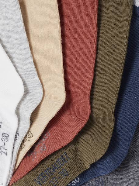 Set van 7 paar jongenssokken Oeko-Tex® chocoladebruin+gemêleerd grijs+grijs+groen - vertbaudet enfant 