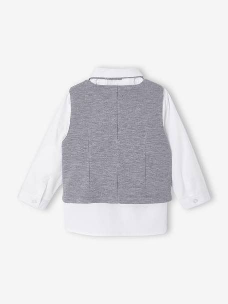 Babyset voor jongens met hemd, vlinderdas en vest wit - vertbaudet enfant 
