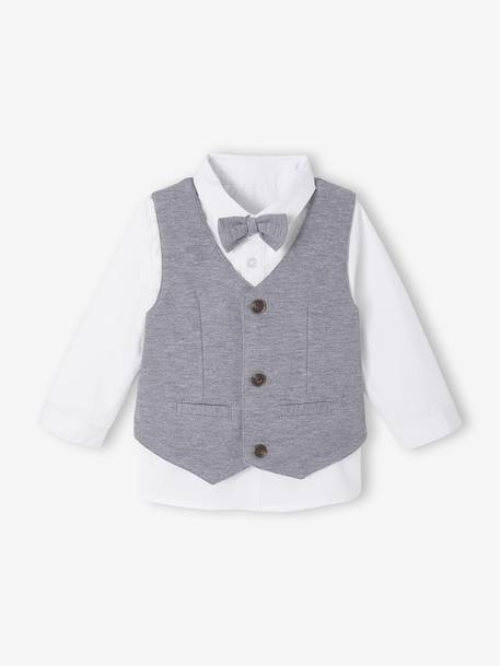 Babyset voor jongens met hemd, vlinderdas en vest wit - vertbaudet enfant 