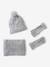 Ensemble fille bonnet, snood, gants en maille fantaisie gris chiné+ROSE - vertbaudet enfant 