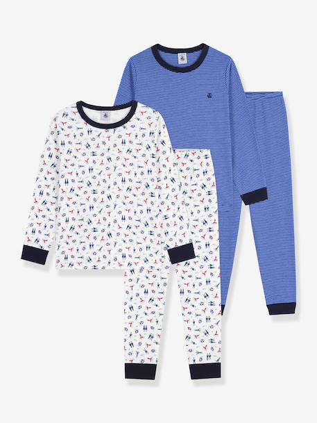 Set van 2 pyjama's voor kinderen van bedrukt katoen PETIT BATEAU blauw - vertbaudet enfant 