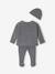 Ensemble naissance 3 pièces en tricot gilet + pantalon + bonnet gris chiné+rose - vertbaudet enfant 
