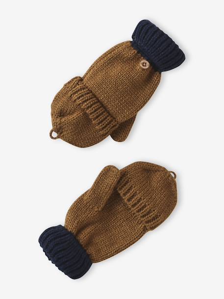 Gedraaide jongens babyset muts + snood + wanten/handschoenen okergeel - vertbaudet enfant 