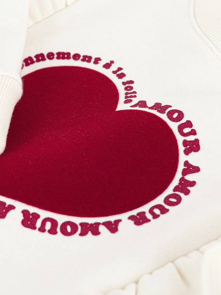 Sweater voor meisjes van bedrukt katoen met ruches PETIT BATEAU ecru - vertbaudet enfant 