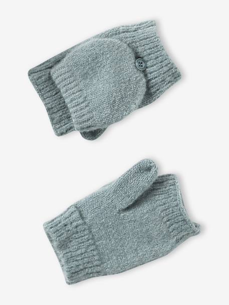 Ensemble fille bonnet + snood + moufles/mitaines vert sauge - vertbaudet enfant 