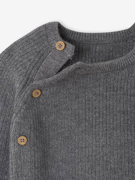 Ensemble naissance 3 pièces en tricot gilet + pantalon + bonnet gris chiné+rose - vertbaudet enfant 