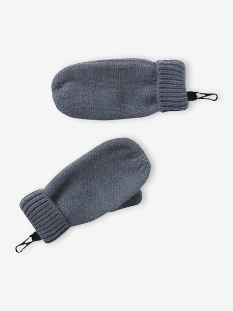 Ensemble garçon bonnet + snood + moufles/gants « Outdoor » bleu grisé+kaki - vertbaudet enfant 
