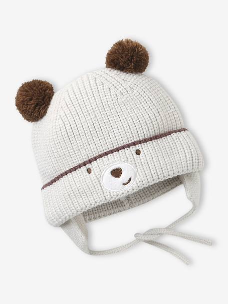 Ensemble bonnet « Ourson », snood et moufles bébé argile - vertbaudet enfant 