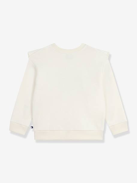 Sweater voor meisjes van bedrukt katoen met ruches PETIT BATEAU ecru - vertbaudet enfant 